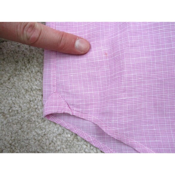 ETRO Shirt Men 42 Extra Large Pink Plaid Casual Long Sleeve Button Up Italy * - Picture 4 of 12